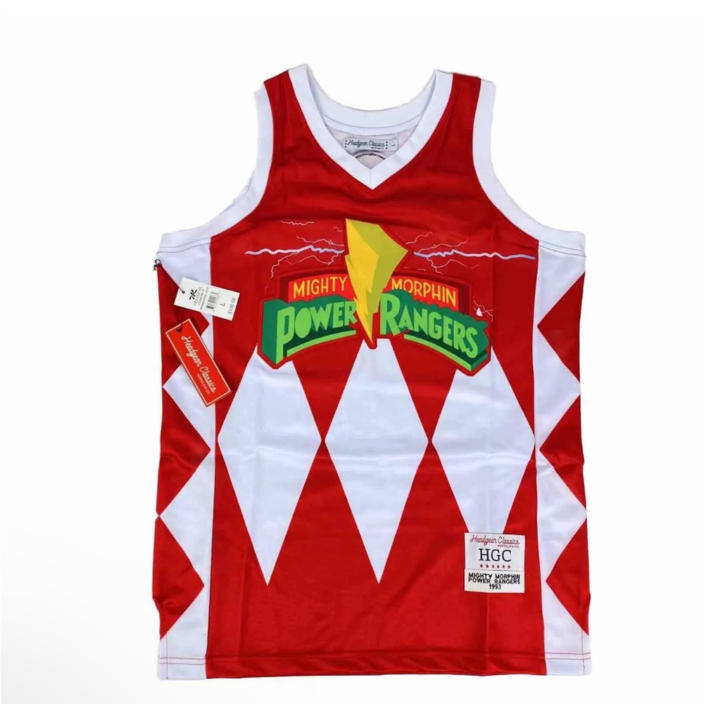 Mighty Morphin Power Rangers Men L Headgear Classics Embroider Basketball Jersey